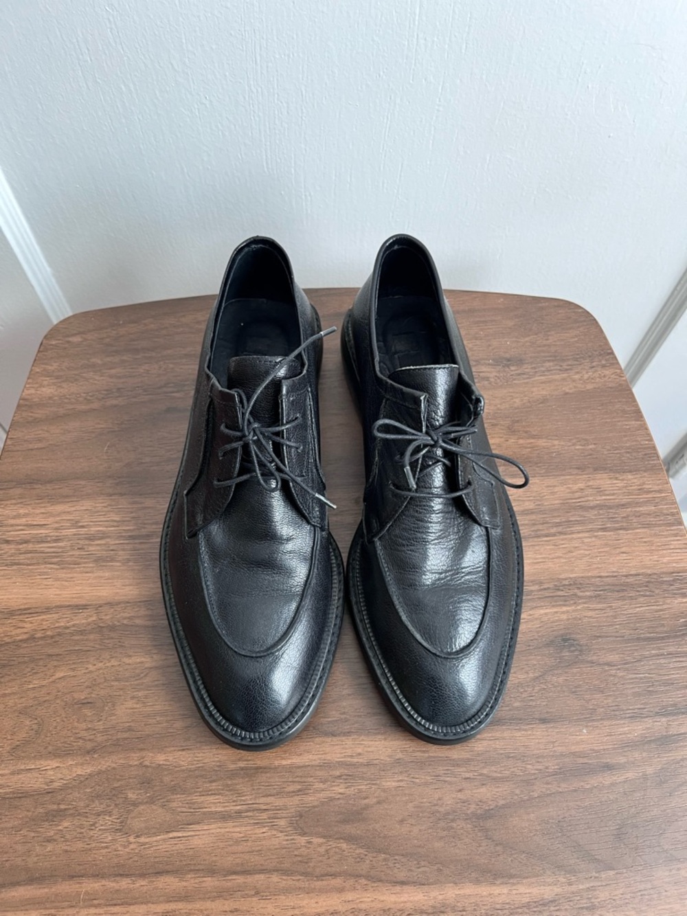 VTG DKNY Black Derby Shoes Block Heel